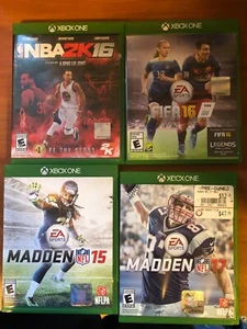 Xbox one 4 sports games lot NBA 2k16, Madden 15&16, Fifa 16 - Picture 1 of 2
