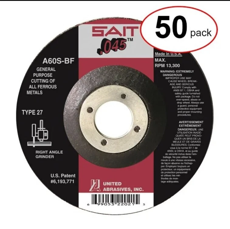 Rueda de corte Sait 22021 - 4-1/2"X .045"X 7/8" tipo 27 - (paquete de 50) Foto 1 de 1