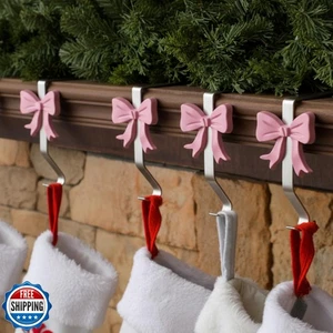 Shimeyao 8 Stück Rosa Schleife Weihnachten Strumpf Halter Schwerlast Gusseisen Stocki - Bild 1 von 5