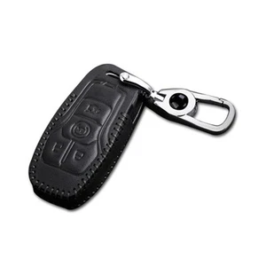 Leather Remote Key Fob Cover Case for FORD 4 Buttons Smart Key Type G Black - Picture 1 of 5
