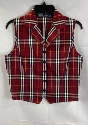 Blusa para mujer Burberry multicolor a cuadros con botones talla 8 Foto 1 de 4