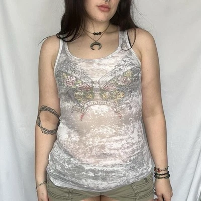 Y2k Transparent Butterfly Tank Top Size L - Image 1 of 4