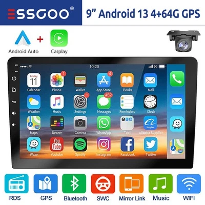 2 DIN Android 13 Carplay Autoradio 4+64G GPS Navi RDS Bluetooth WIFI USB +Kamera - Bild 1 von 4