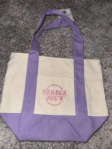 LIMITED EDITION Trader Joe's Pastel Purple Mini Canvas Tote SOLDOUT SHIPS TODAY - Picture 1 of 4