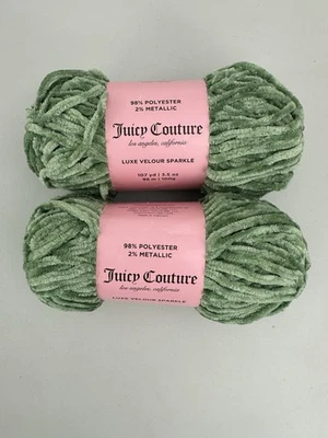 Lot of 2 Juicy Couture Luxe Velour Sparkle Yarn Color Watercress (Green) New NIP - Image 1 of 4