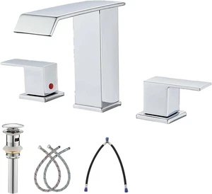 Rubinetto Bagno Diffuso per Lavello 3 Fori 8 Pollici 2 Maniglie Cascata Bagno S - Foto 1 di 7