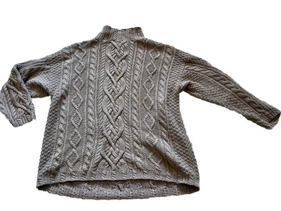 Suéter De Colección Años 90 The Limited Pescador Pequeño Beige Tejido con Cable Cuello Simulado Abuelas Foto 1 de 4