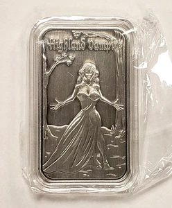 Kody Duncan Sexy Halloween Vampire 1 Oz .999 Silver Antiqued Art Bar - Picture 1 of 2