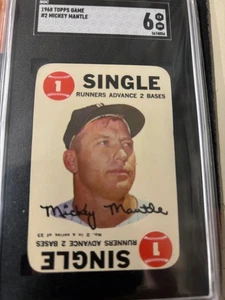 1968 topps game baseball #2 Mickey Mantle New York Yankees EX/NM SGC 6 - Picture 1 of 1