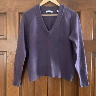 Suéter Pullover Púrpura Equipment Mujer Talla Grande 100% Cachemira Cuello en V Foto 1 de 4