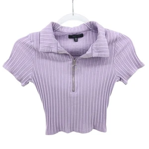 Camiseta polo para bebé Papaya Y2K púrpura 1/2 cremallera cuello MD Preppy linda gótica - Imagen 1 de 7