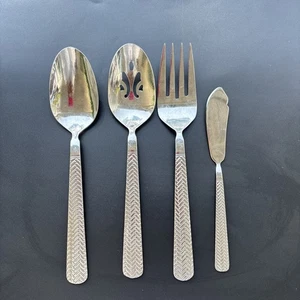 Set Of 4 Cuisinart SEA ISLAND Stainless 18/10 Basketweave Silverware Flatware - Picture 1 of 5