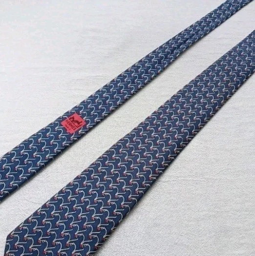 "Corbata Hermes Paris para hombre 100 % seda azul geométrica L60"" W4""" Foto 1 de 4