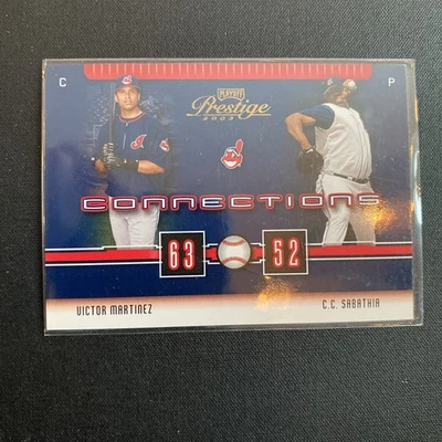 2003 Playoff Prestige - Connections C.C. Sabathia, Victor Martinez #C-23 Gold... - Image 1 of 2