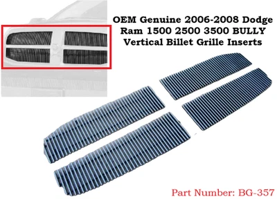 For 2006-08 Dodge Ram Truck 1500 2500 3500 Grille Grill Vertical Billet Inserts - Image 1 of 4