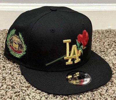 洛杉矶道奇队 New Era 9FIFTY 黑金玫瑰世界系列平沿帽 — 第 1/4 张图片