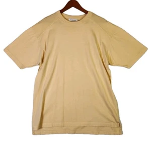 Vintage 90s Claiborne Shirt Medium Yellow Preppy Luxury Unisex Crew Made In USA - Picture 1 of 7