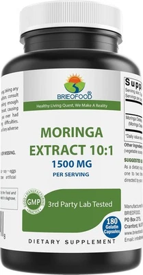 Extracto de Moringa Orgánico 180 Cápsulas 15.000 mg 10:1 Fuerza 1.500MG POR PORCIÓN Foto 1 de 4