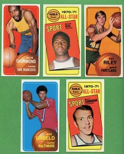 1970-71 Topps NBA Lote (5) Riley Rookie Unseld Reed Thurman Cunningham HOFers - Imagen 1 de 2
