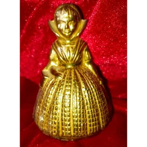 Vintage Brass Made in England Victorian Lady Dinner Bell 2.6" tall - Picture 1 of 4