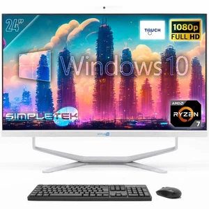 PC All In One 24" FHD Touchscreen Win10 64GB 4TB AMD Ryzen 7 Desktop Webcam 2K - Picture 1 of 9