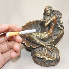 Bronze Animal Mermaid Ashtray Statue Antique Collection Home Decoration