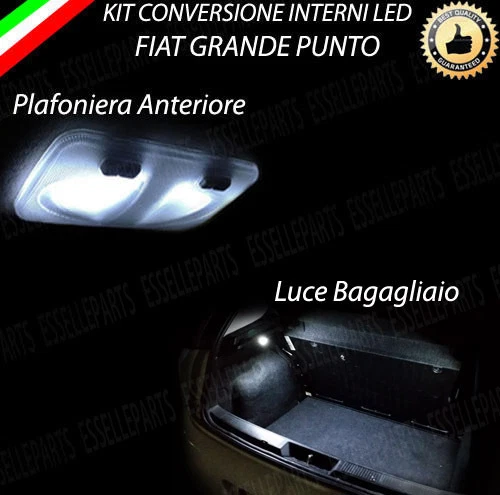 KIT LED INTERNI FIAT GRANDE PUNTO PLAFONIERA ANTERIORE + LUCE BAGAGLIAIO 6000K - Immagine 1 di 1