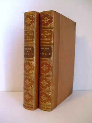 1821 The Anatomy of Melancholy by Democritus Junior. 2 Vol Set Beautiful Binding - Image 1 of 4