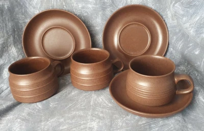 DENBY — LANGLEY MILL — NATURAL HOMEMAKER — MAYFLOWER — 3 — CUP & SAUCER — BROWN - Image 1 of 4