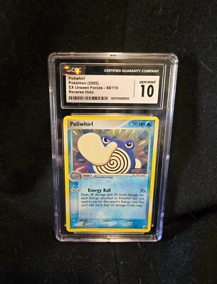 Graded CGC 10 Pokemon 2005 Poliwhirl  EX Unseen Forces-68/115 Reverse Holo - Image 1 of 2