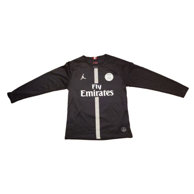 Nike Jordan Paris Saint Germain Fly Emirates Mens Large Slim Black Soccer  Jersey