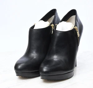 Michael Kors York Black Leather Platform Double Zip Stiletto Heeled Bootie 6.5 - Picture 1 of 8