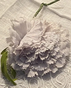 Vintage Millinery Fabric Carnation Flower Light Silver Gray - Picture 1 of 3