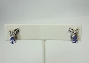 Pendientes De Tanzanita Y Diamante En Oro Blanco De 14k 0.72 Ct 0.97 Ct Tw - Imagen 1 de 13
