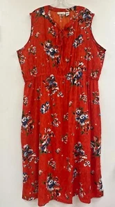 Plus Size Women's Printed Red Dress - Picture 1 of 3