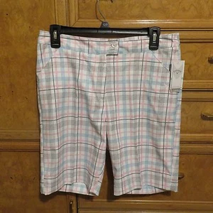 Women's Callaway golf shorts white pink blue plaid size 4 brand new NWT $70 - Picture 1 of 4