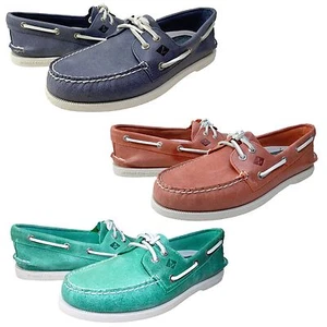 Sperry Top-Sider Mens A/O 2 Eye White Cap Lace Moc Toe Casual Boats Shoes - Picture 1 of 15