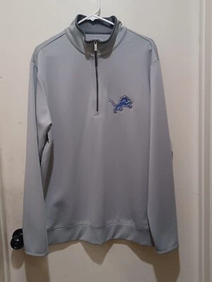 轻便男式灰色 DETROIT LIONS 套衫夹克 - L 码 - ANTIGUA 制造 — 第 1/4 张图片