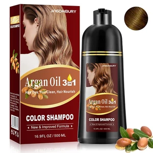 Chestnut Brown Hair Dye Shampoo 3 in 1 for Dark Hair, Argan Oil Shampoo Para Pin - Picture 1 of 12