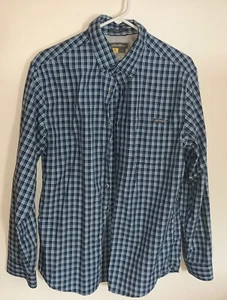 Eddie Bauer gebrauchtes blau kariertes travexes Button-Down-Hemd aus Baumwollmischung ~ Herren M - Bild 1 von 1