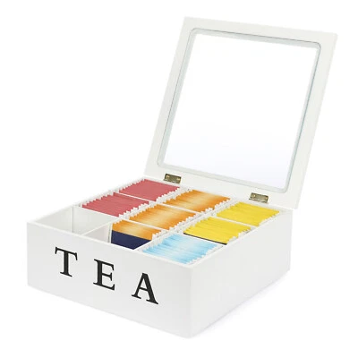 Van Henry Teebox Teekiste aus Holz mit 9 Fächern, Aufbewahrungsbox für Teebeutel - Bild 1 von 4
