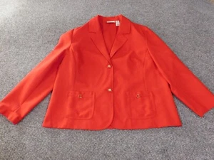 Alfred Dunner Jacket Size 16W Red Blazer womens two-button polyester - Picture 1 of 11