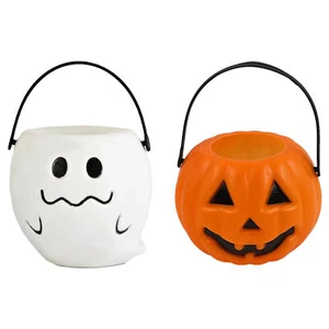 Halloween Candy Bucket Pumpkin Ghost Candy Bucket Reusable For Halloween Party - Picture 1 of 14