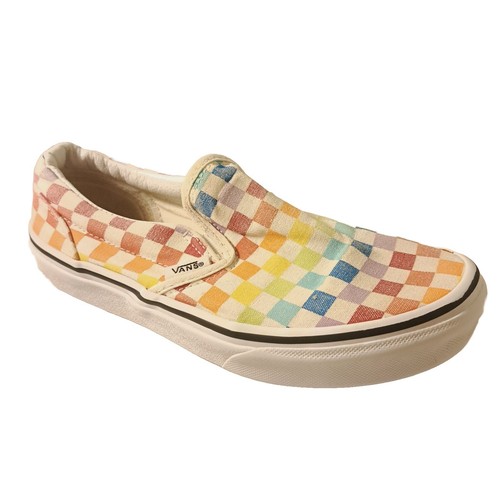Scarpe da pattinatore arcobaleno slip on slip on bianche Vans Unisex (taglia 3)