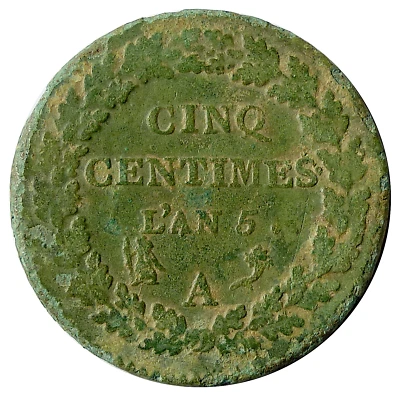 5 Centimes Dupré L'an 5 A Paris - Photo 1/2
