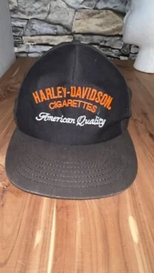 Vintage Harley Davidson Cigarettes Trucker Hat Snapback Cap USA Made Bikers OSFM - Picture 1 of 7