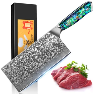 Damascus Nakiri knife Damascus steel Chinese hacking knife Meat Cleaver Gift Box - Picture 1 of 15
