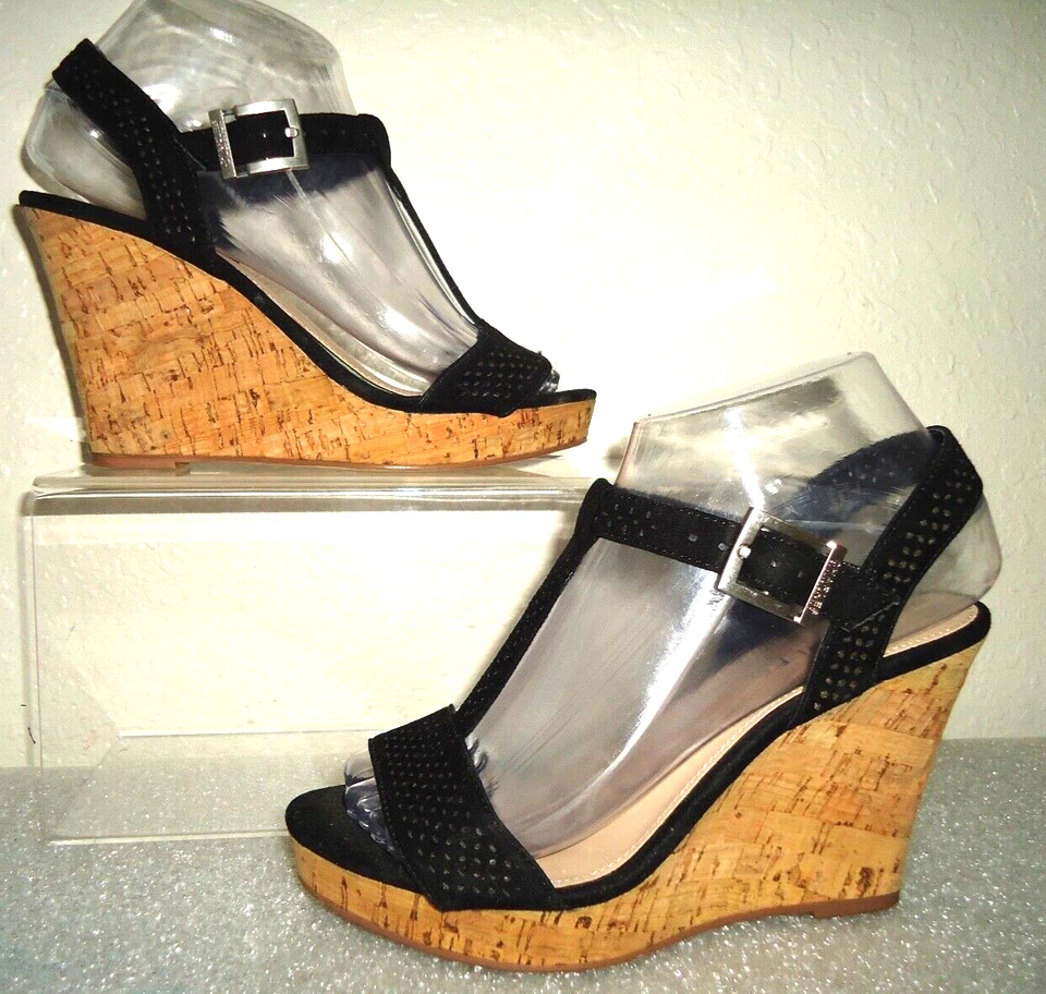 Sandalias de plataforma Charles by Charles David para mujer con cuña de corcho negras talla 6M/36 Foto 1 de 4