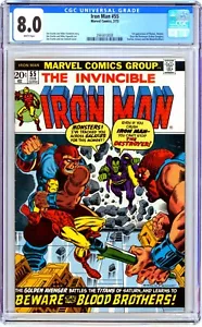 Marvel IRON MAN (1973) #55 KEY 1st THANOS +DRAX App VF (8.0) White Pages CGC 8.0 - Picture 1 of 3