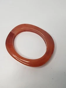 VTG Lucite Bangle Bracelet Orange Red Rectangle Statement Jewelry Plastic Party - Picture 1 of 11